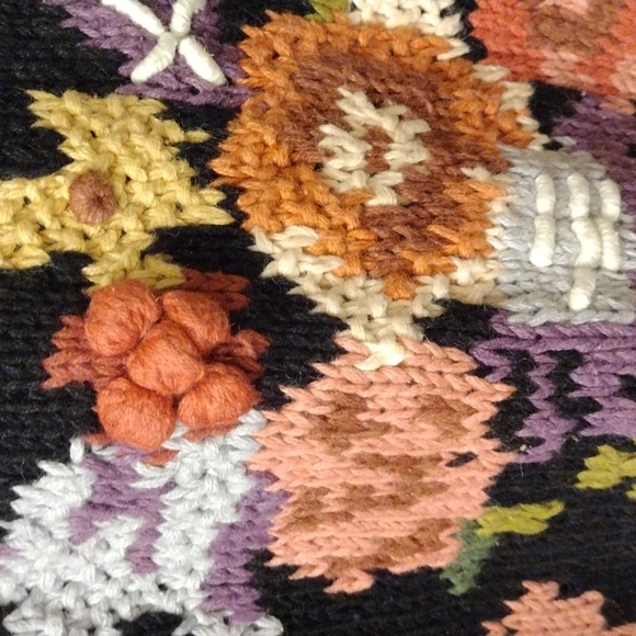 Jennifer Reed Too VTG NWT Hand Knit Sweater Floral 1x Long Length Embroidered - Picture 7 of 14